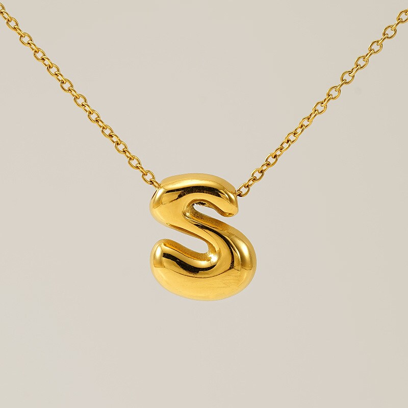 Gold color / 1 Piece Simple Series Daily Letter S Titanium Steel 18K Gold Plated Unisex Pendant Necklaces Picture19